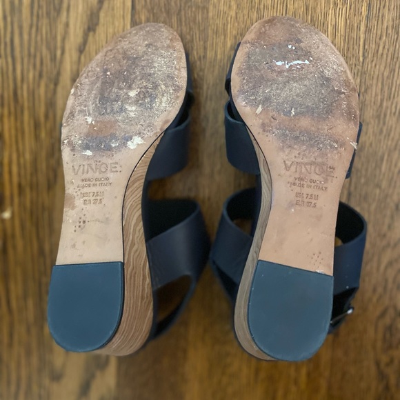 Vince Black Gwyn Wooden Wedge Sandals 7.5 - Picture 4 of 7